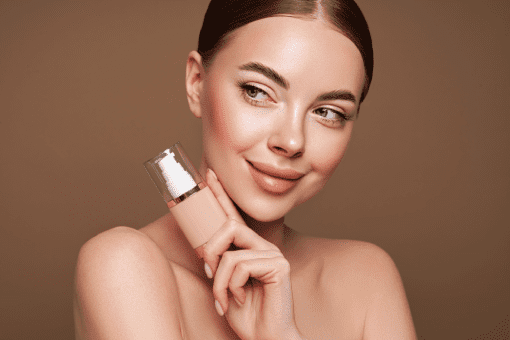 Woman Holding a Cosmetic Product
