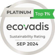EcoVadis 2024 Platinum Rating logo. Kraton is among the top 1% of companies.